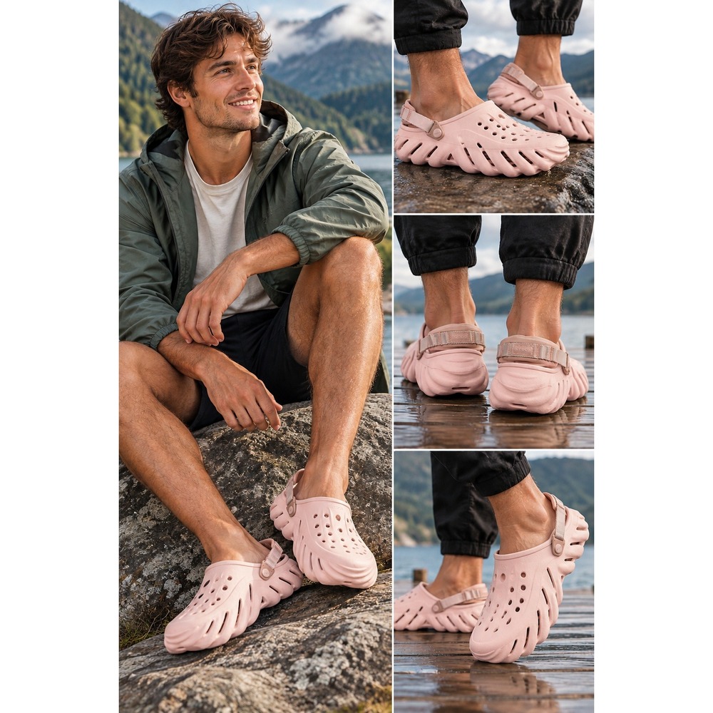 Crocs Echo Clog Size 11 Pink Quartz Sporty Molded Slip On Shoes #1556
